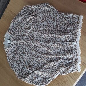 Womens J. Crew Ruffle Merino Wool Leopard Print Cardigan.